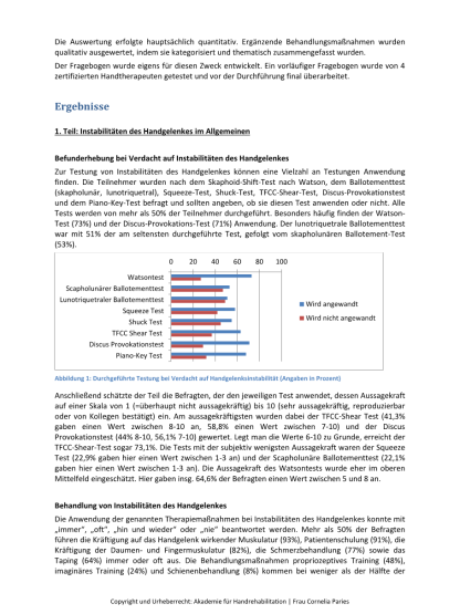 Auswertung – Umfrage zur Befundung und Behandlung von Instabilitäten des Handgelenks