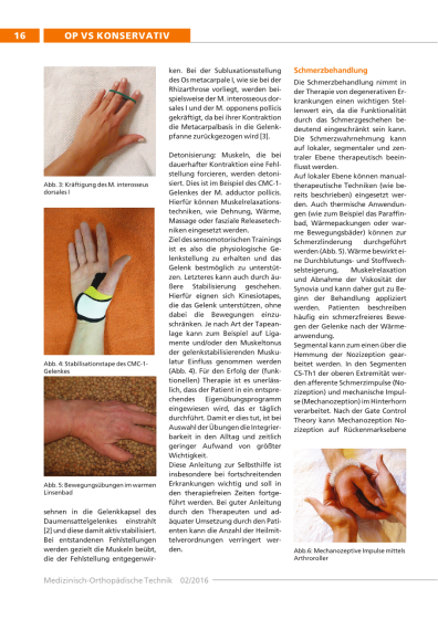 Handtherapeutische konservative Behandlung der Arthrosen der Hand