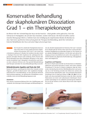 Konservative Behandlung der skapholunären Dissoziation Grad 1 – ein Therapiekonzept