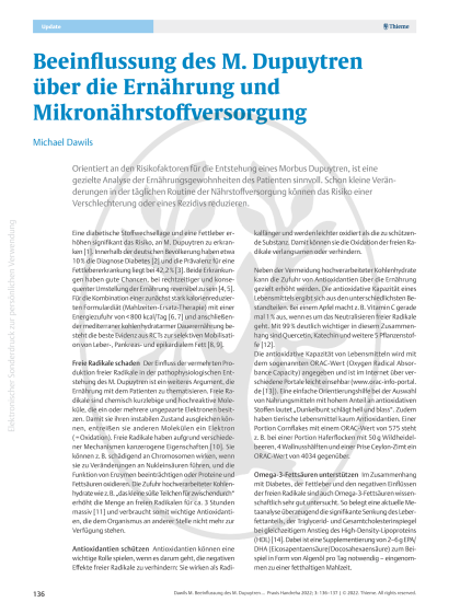 Morbus Dupuytren - Einfluss von Ernährung und Mikronährstoffen