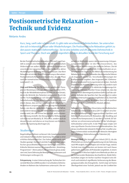 Postisometrische Relaxation – Technik und Evidenz