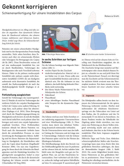 Schienenanfertigung für ulnare Instabilitäten des Carpus