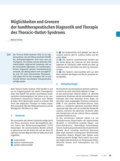 Thoracic-Outlet-Syndrom in der Handtherapie