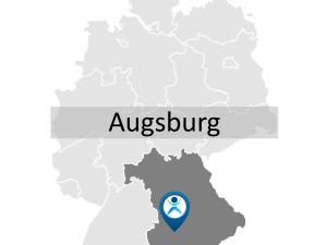 Karte zur Anreise und Lage des Fortbildungsstandorts in Augsburg.