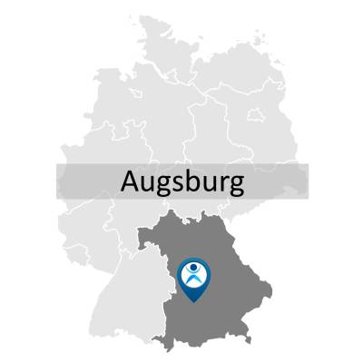 Karte zur Anreise und Lage des Fortbildungsstandorts in Augsburg.