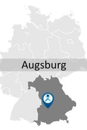 Karte zur Anreise und Lage des Fortbildungsstandorts in Augsburg.