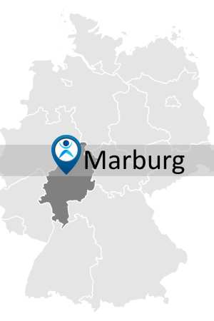 Karte zur Anreise und Lage des Fortbildungsstandorts in Marburg.