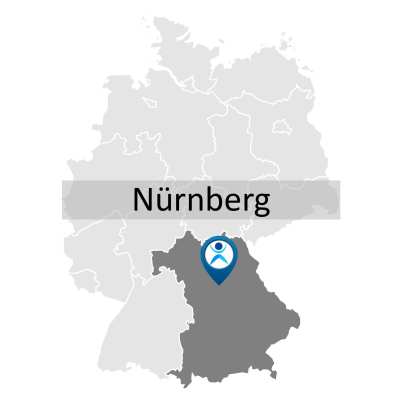Karte zur Anreise und Lage des Fortbildungsstandorts in Nürnberg.