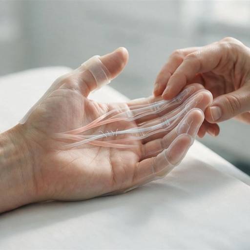 Arzthand untersucht die Hand eines Patienten, auf der eine grafische Darstellung von Nervenbahnen liegt.