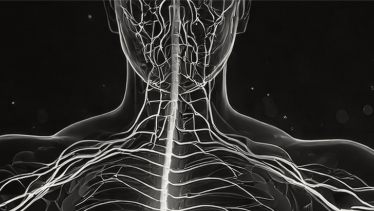 Grafische Darstellung des Vagusnervs und seiner Rolle bei der Modulation von Entzündungsprozessen bei Rheumatoider Arthritis