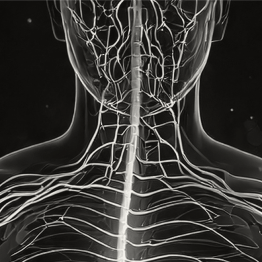 Grafische Darstellung des Vagusnervs und seiner Rolle bei der Modulation von Entzündungsprozessen bei Rheumatoider Arthritis